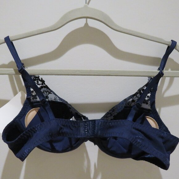 SIMONE PERELE Wish Push Up Plunge Bra in Night Blue Lace - Size 34A NWT - Picture 10 of 15
